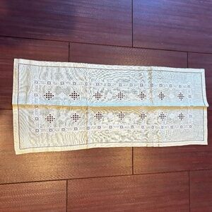 Never used vintage handmade embroidered table runner/dresser scarf.